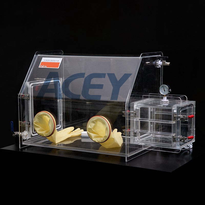 Laboratoire Benchtop Boîte à gants acrylique transparente avec la taille de la boîte en option 